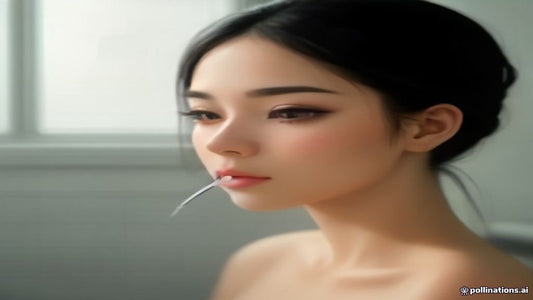 Woman gently washing her lash extensions with a foaming cleanser